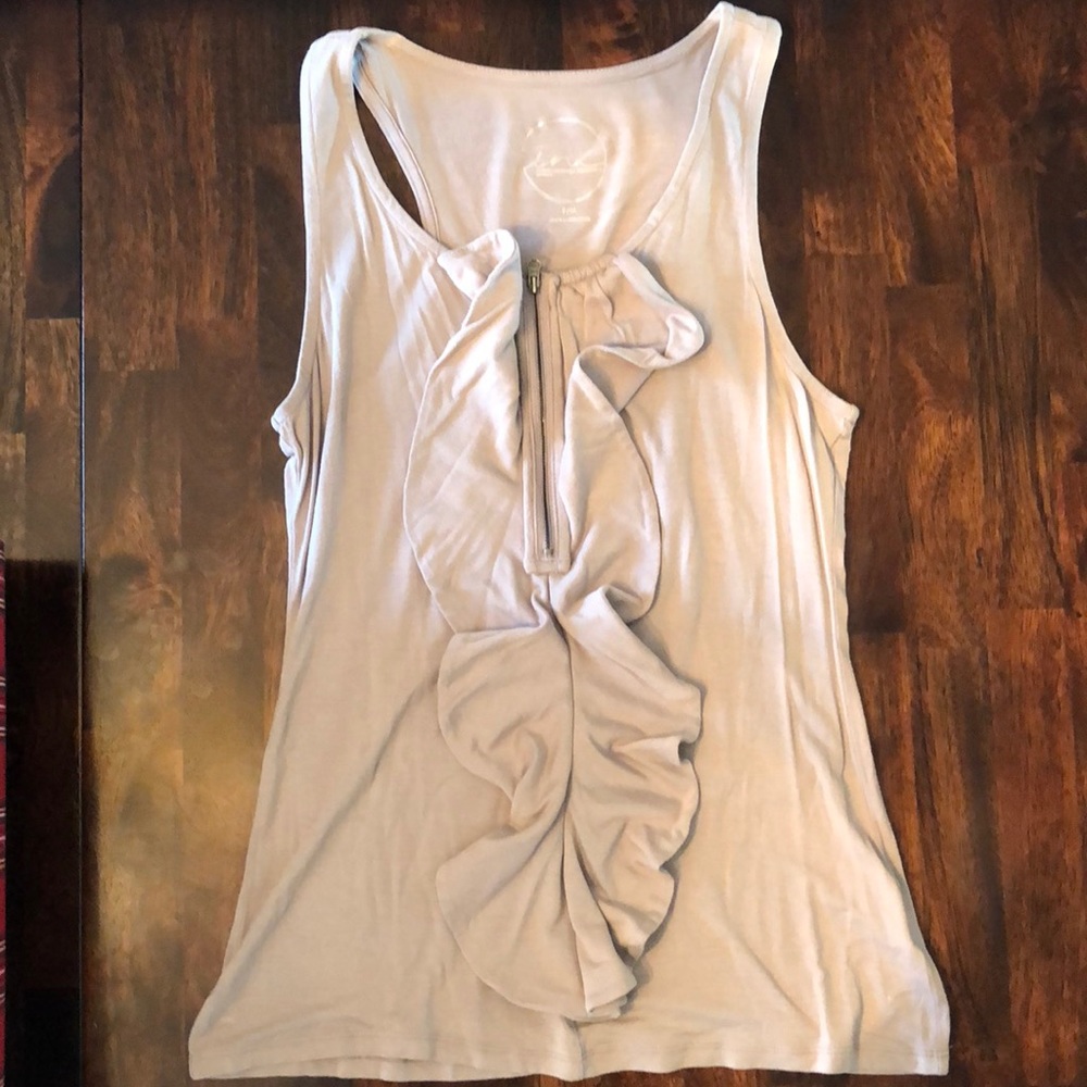 Tan tank with front zipper